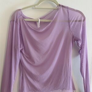 Free People Lilac Long Sleeve Sheer Top